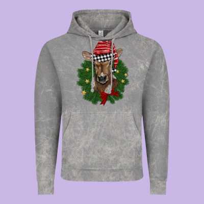 Christmas Wreath Baby Calf Vintage Hoodie Designed By Barkaloodesign