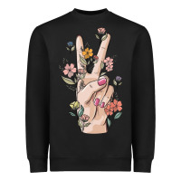 Black hand peace sign Heavyweight Sweatshirt - MaliasSmallBusiness