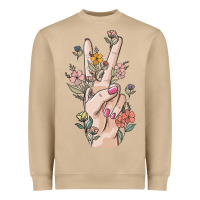 Mushroom hand peace sign Heavyweight Sweatshirt - MaliasSmallBusiness