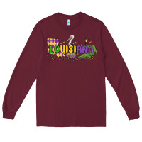 Burgundy louisiana mardi gras Long Sleeve Tee - MaliasSmallBusiness