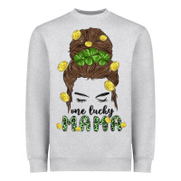 Heather Grey one lucky mama Heavyweight Sweatshirt - MaliasSmallBusiness