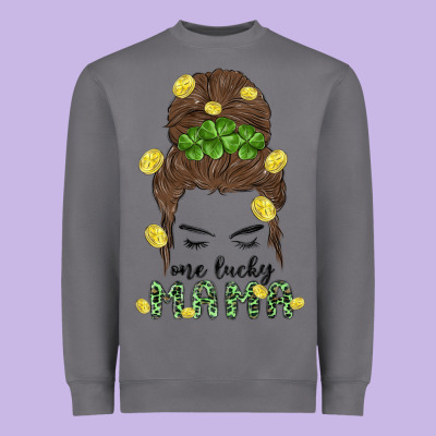 One Lucky Mama Heavyweight Sweatshirt Designed By Maliassmallbusiness