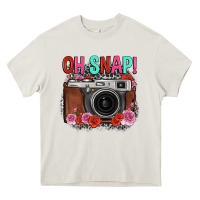 Cream oh snap rose grey leopard vintage camera Heavy Core Tee - FaDigitalArtStudio