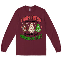 Burgundy farm fresh christmas tree Long Sleeve Tee - MaliasSmallBusiness