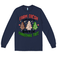 Navy farm fresh christmas tree Long Sleeve Tee - MaliasSmallBusiness