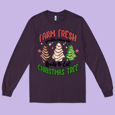 Farm Fresh Christmas Tree Long Sleeve Tee Designed By Maliassmallbusiness