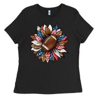 Black american football sunflower Ladies Tee - HRA Design Shop