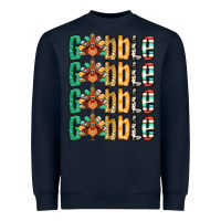 Navy Gobble till you wobble Thanksgiving turkey Heavyweight Sweatshirt - NancyCooperArtShop