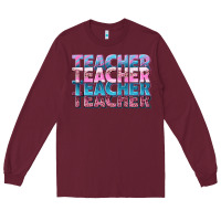 Burgundy teacher stacked Long Sleeve Tee - NancyCooperArtShop