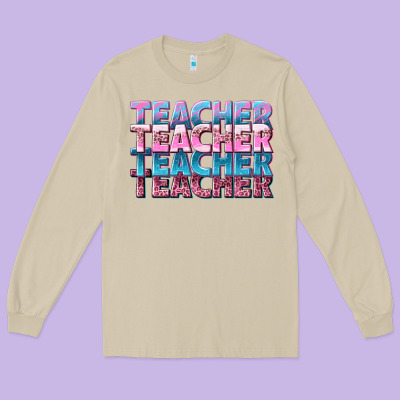 Teacher Stacked Long Sleeve Tee Designed By Nancycooperartshop