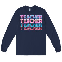 Navy teacher stacked Long Sleeve Tee - NancyCooperArtShop