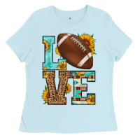 Baby Blue western love american football Ladies Tee - HRA Design Shop
