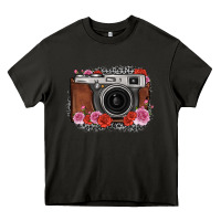 Asphalt rose grey leopard vintage camera Heavy Core Tee - FaDigitalArtStudio