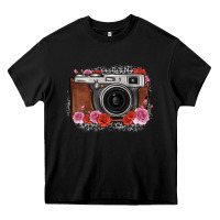 Black rose grey leopard vintage camera Heavy Core Tee - FaDigitalArtStudio