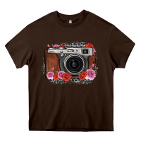 Chocolate Brown rose grey leopard vintage camera Heavy Core Tee - FaDigitalArtStudio