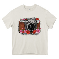 Cream rose grey leopard vintage camera Heavy Core Tee - FaDigitalArtStudio