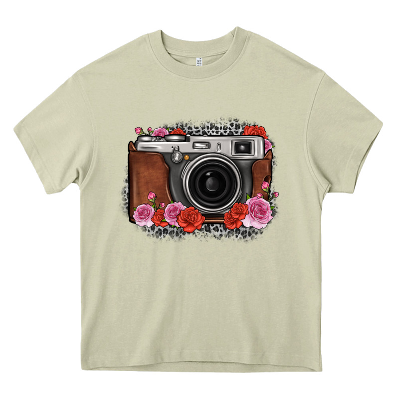 Rose Grey Leopard Vintage Camera Heavy Core Tee by FaDigitalArtStudio | Teevron