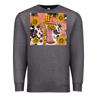 Charcoal Heather cowgirl boots sunflower Premium Sweatshirt - TumblerDesignByShophia