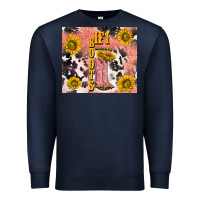Navy cowgirl boots sunflower Premium Sweatshirt - TumblerDesignByShophia
