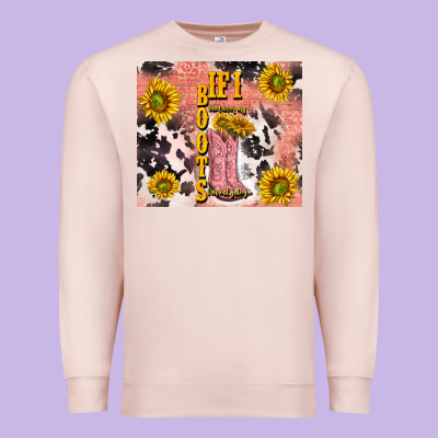 Cowgirl Boots Sunflower Premium Sweatshirt Designed By Tumblerdesignbyshophia