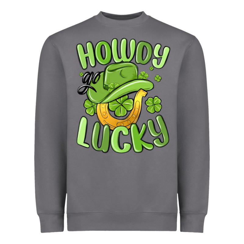 Howdy Go Lucky St Patrics Day Heavyweight Sweatshirt by MaliasSmallBusiness | Teevron