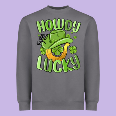 Howdy Go Lucky St Patrics Day Heavyweight Sweatshirt Designed By Maliassmallbusiness