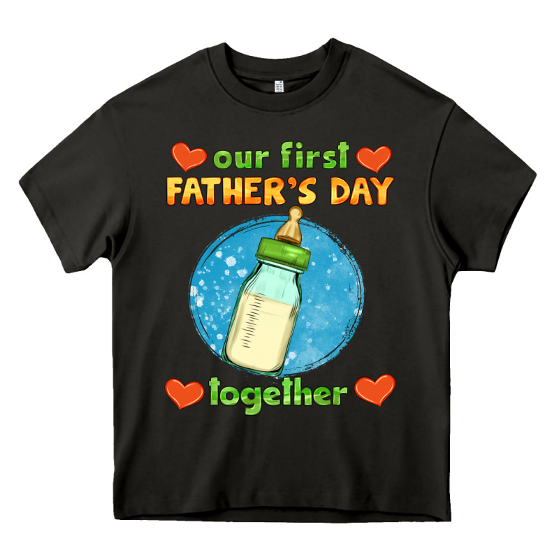 Our First Father's Day Together And Baby Bottle Heavy Core Tee by HRA Design Shop | Teevron