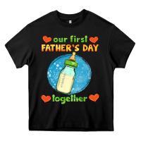 Black our first father's day together and baby bottle Heavy Core Tee - HRA Design Shop