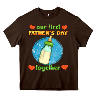 Chocolate Brown our first father's day together and baby bottle Heavy Core Tee - HRA Design Shop