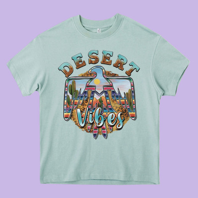 Desert Vibes Thunderbird Heavy Core Tee Designed By Barkaloodesign