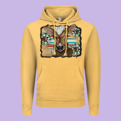 Western Wreath Baby Calf Vintage Hoodie Designed By Barkaloodesign