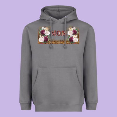 Mom Burgundy Flowers With Leopard Heavyweight Hoodie Designed By Tumblerdesignbyshophia