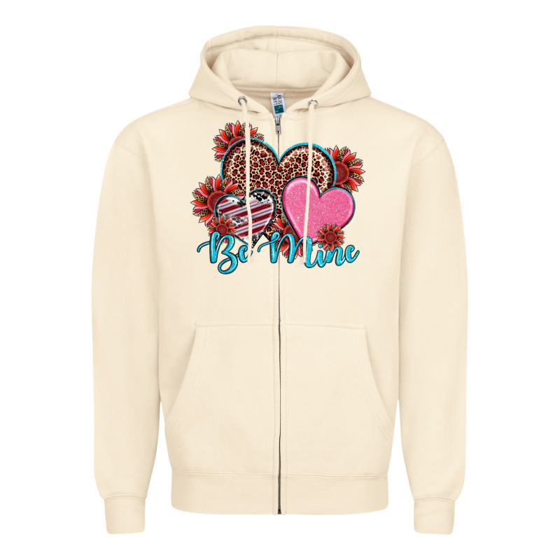 Valentine's Day Be Mine Hearts Sunflower Zipper Hoodie by RanaPortraitStore | Teevron