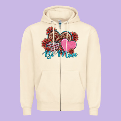 Valentine's Day Be Mine Hearts Sunflower Zipper Hoodie Designed By Ranaportraitstore