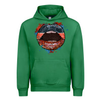 Emerald American flag lips 4th of july Urban Hoodie - FaDigitalArtStudio