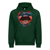 Forest Green American flag lips 4th of july Urban Hoodie - FaDigitalArtStudio