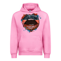 Fuchsia Pink American flag lips 4th of july Urban Hoodie - FaDigitalArtStudio