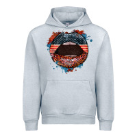 Heather Grey American flag lips 4th of july Urban Hoodie - FaDigitalArtStudio