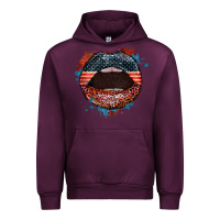 Mauve Wine American flag lips 4th of july Urban Hoodie - FaDigitalArtStudio