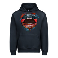Navy American flag lips 4th of july Urban Hoodie - FaDigitalArtStudio