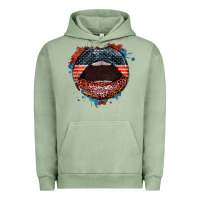 Pigment Oil Green American flag lips 4th of july Urban Hoodie - FaDigitalArtStudio