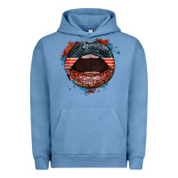 Pigment Pebble Blue American flag lips 4th of july Urban Hoodie - FaDigitalArtStudio