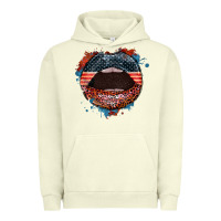 Pigment Pistachio American flag lips 4th of july Urban Hoodie - FaDigitalArtStudio