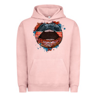 Pigment Salmon American flag lips 4th of july Urban Hoodie - FaDigitalArtStudio