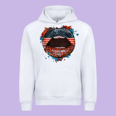 American Flag Lips 4th Of July Urban Hoodie Designed By Fadigitalartstudio