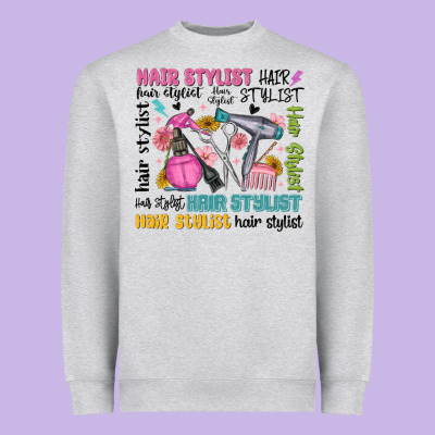 Hair Stylist Typography Heavyweight Sweatshirt Designed By Maliassmallbusiness