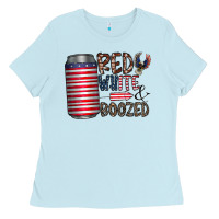 Baby Blue red white  boozed Ladies Tee - CowhideDigitalArt