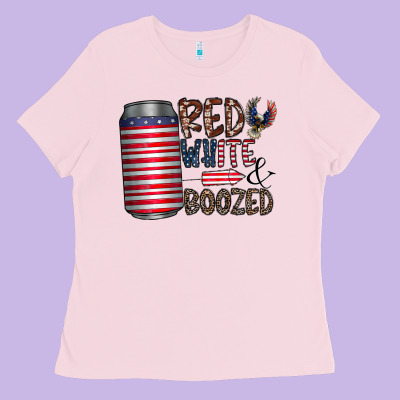 Red White  Boozed Ladies Tee Designed By Cowhidedigitalart