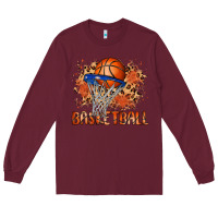 Burgundy custom name basketball Long Sleeve Tee - MaliasSmallBusiness