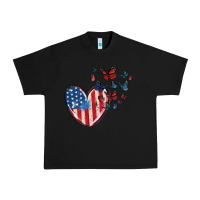 Black 4th of july american flag heart butterfly Urban Heavy Tee - MaliasSmallBusiness